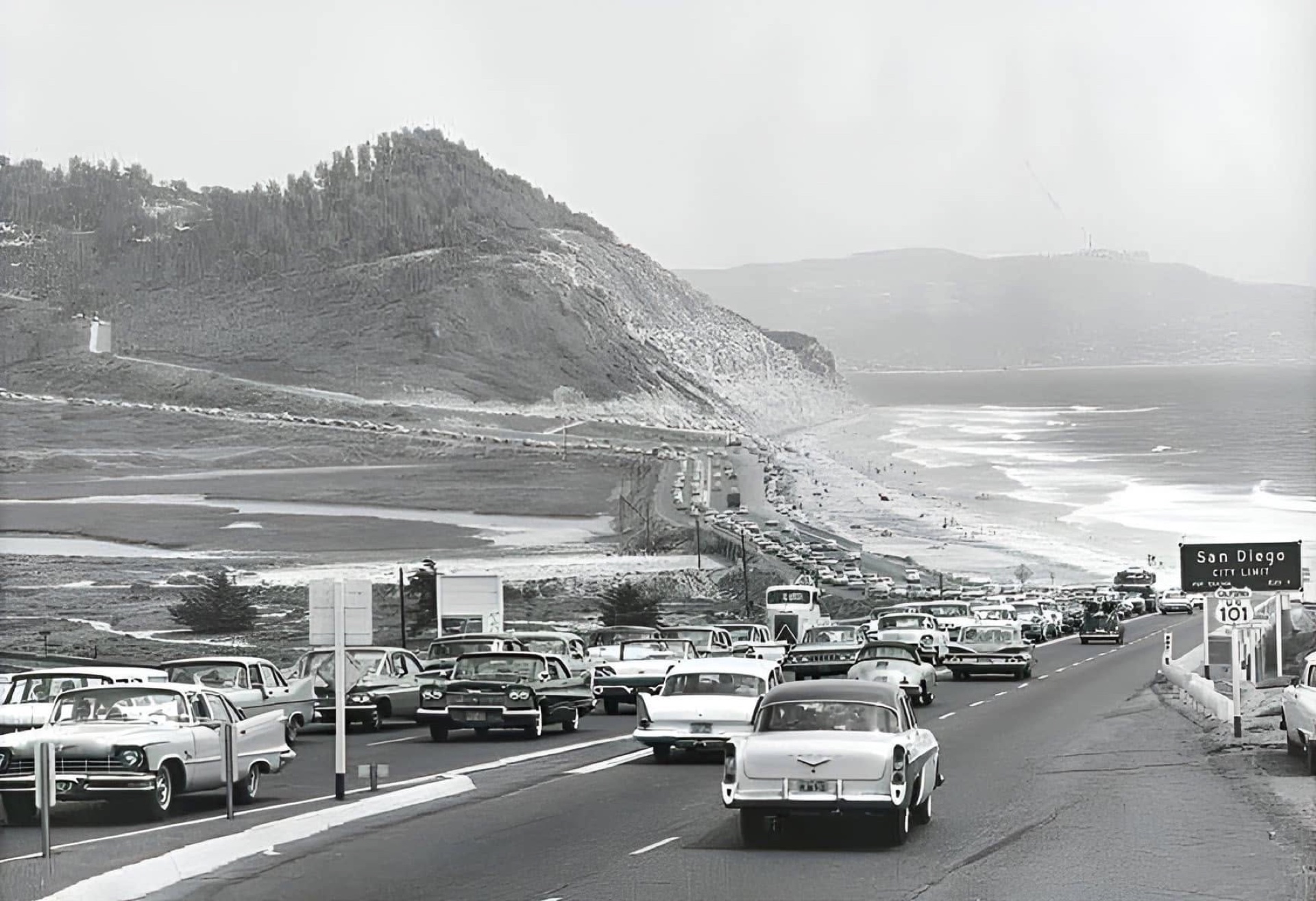 A San Diego coastal highway in the 1960s, around the time California Title Company opened its doors
